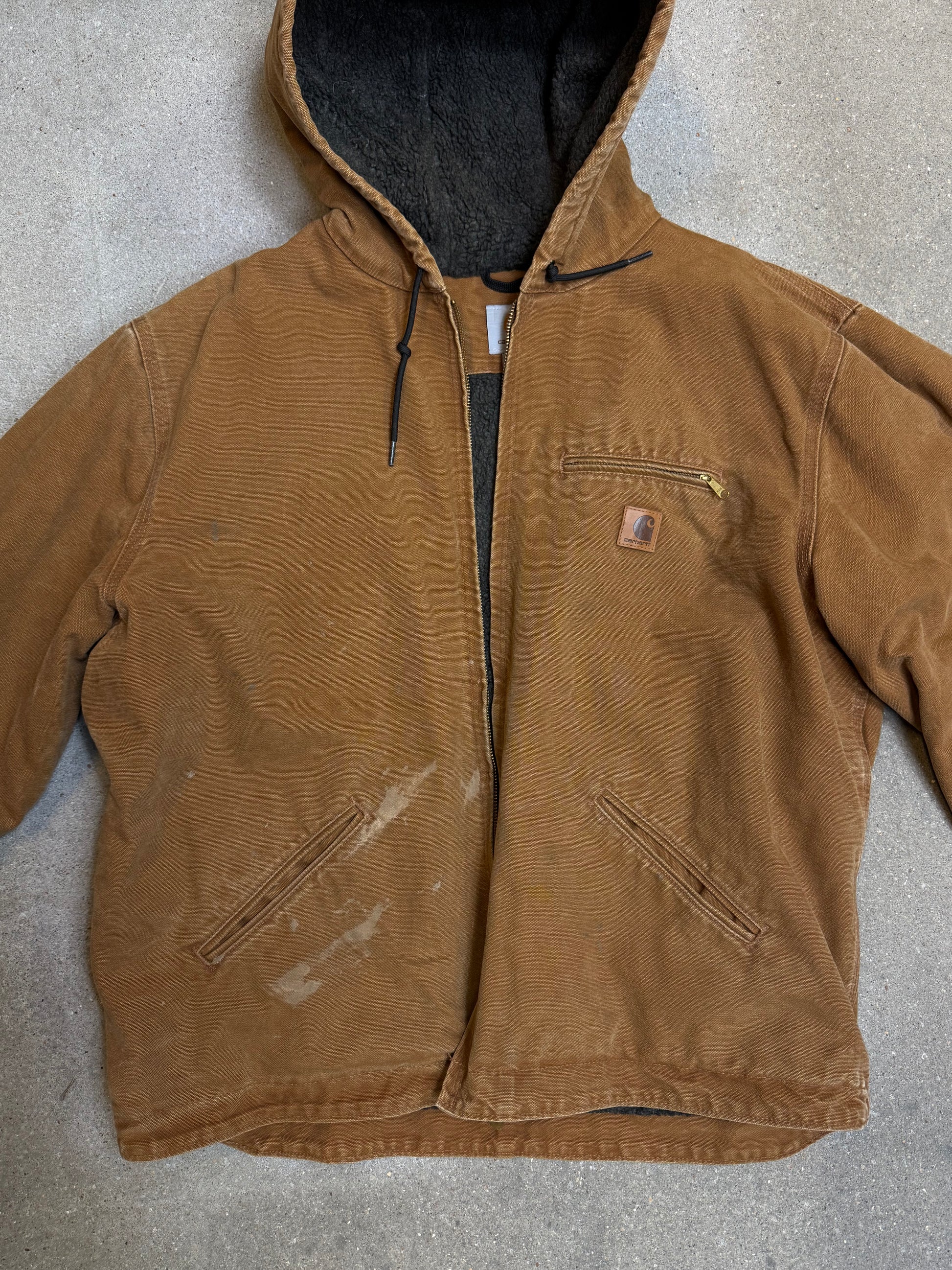 1990s Carhartt J141-211 Mens Brown Sherpa Lined Work Hooded Active 1990s Carhartt J141-211 Mens Brown Sherpa Lined Work Hooded Active