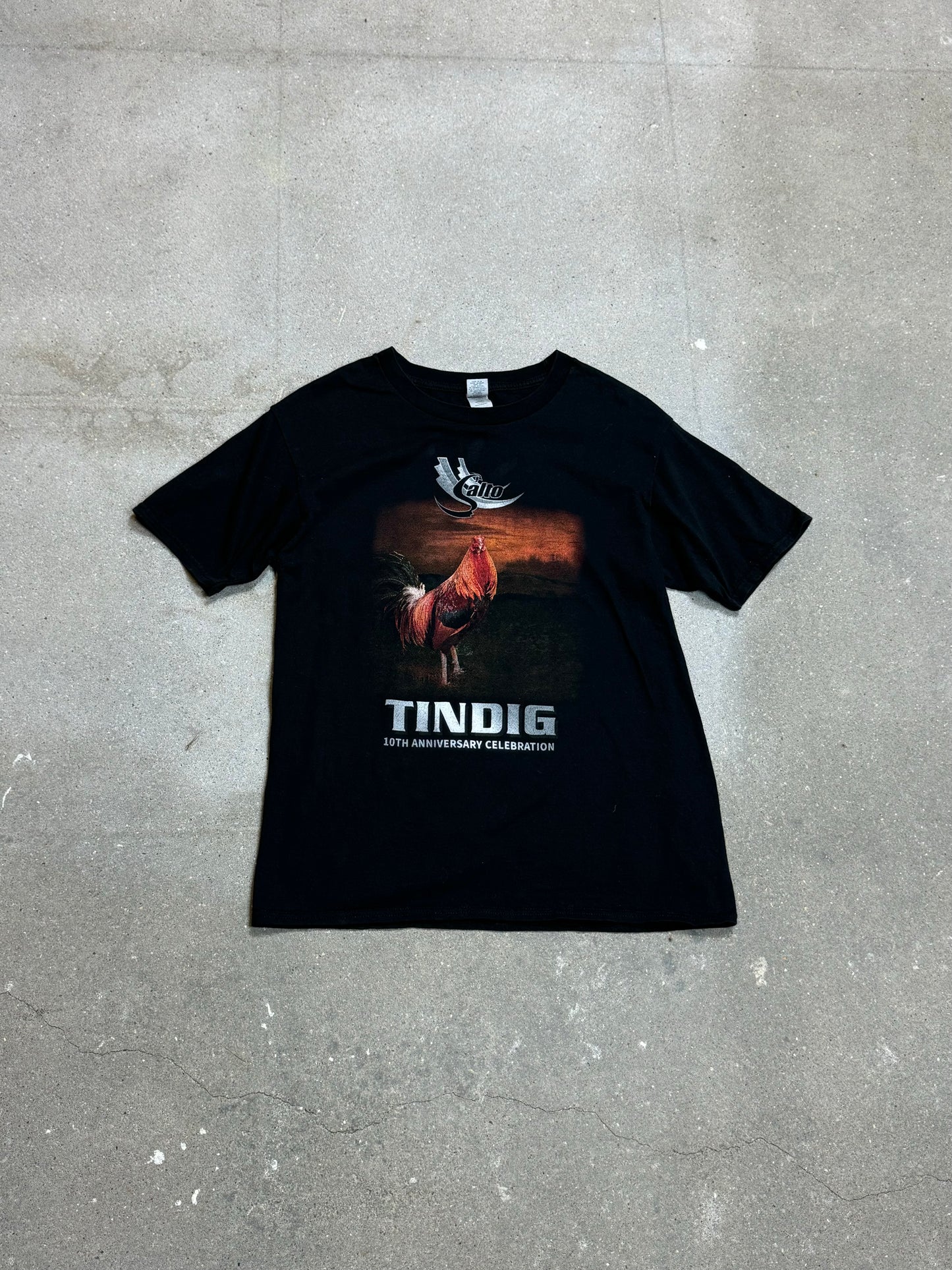 BLACK VINTAGE ROOSTER T-SHIRT UNBRANDED (MEDIUM)