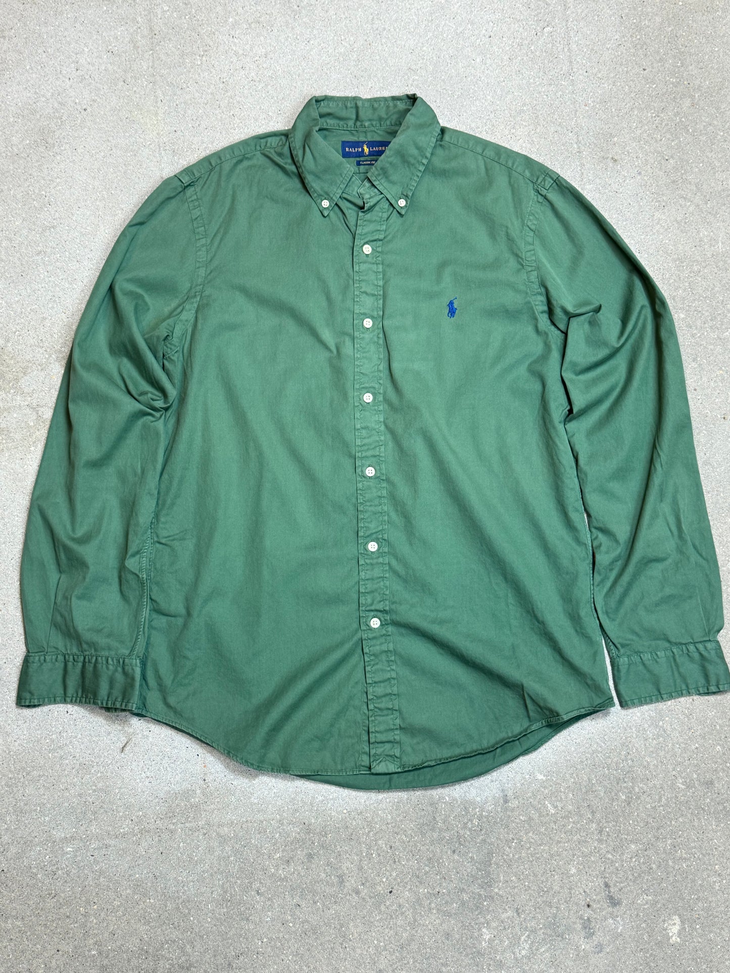 HELLBLAUES VINTAGE-HEMD VON RALPH LAUREN (MITTEL)