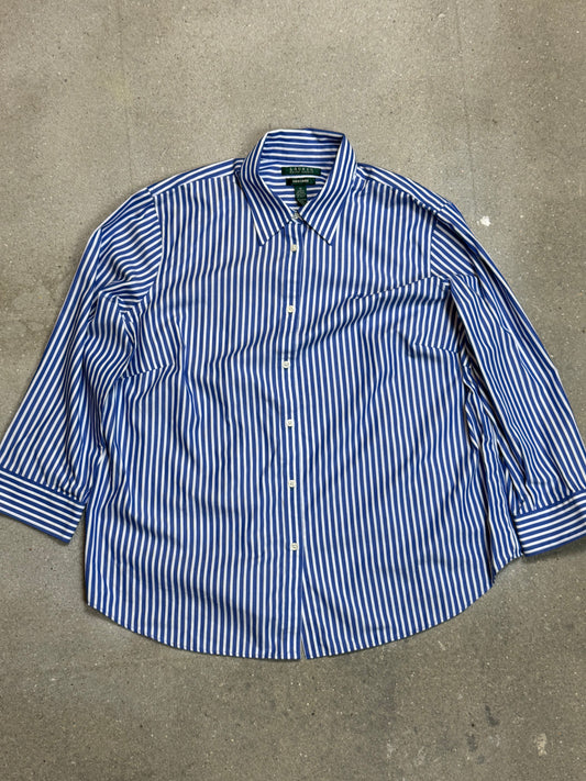 BLAU GESTREIFTES VINTAGE RALPH LAUREN HEMD (XL)