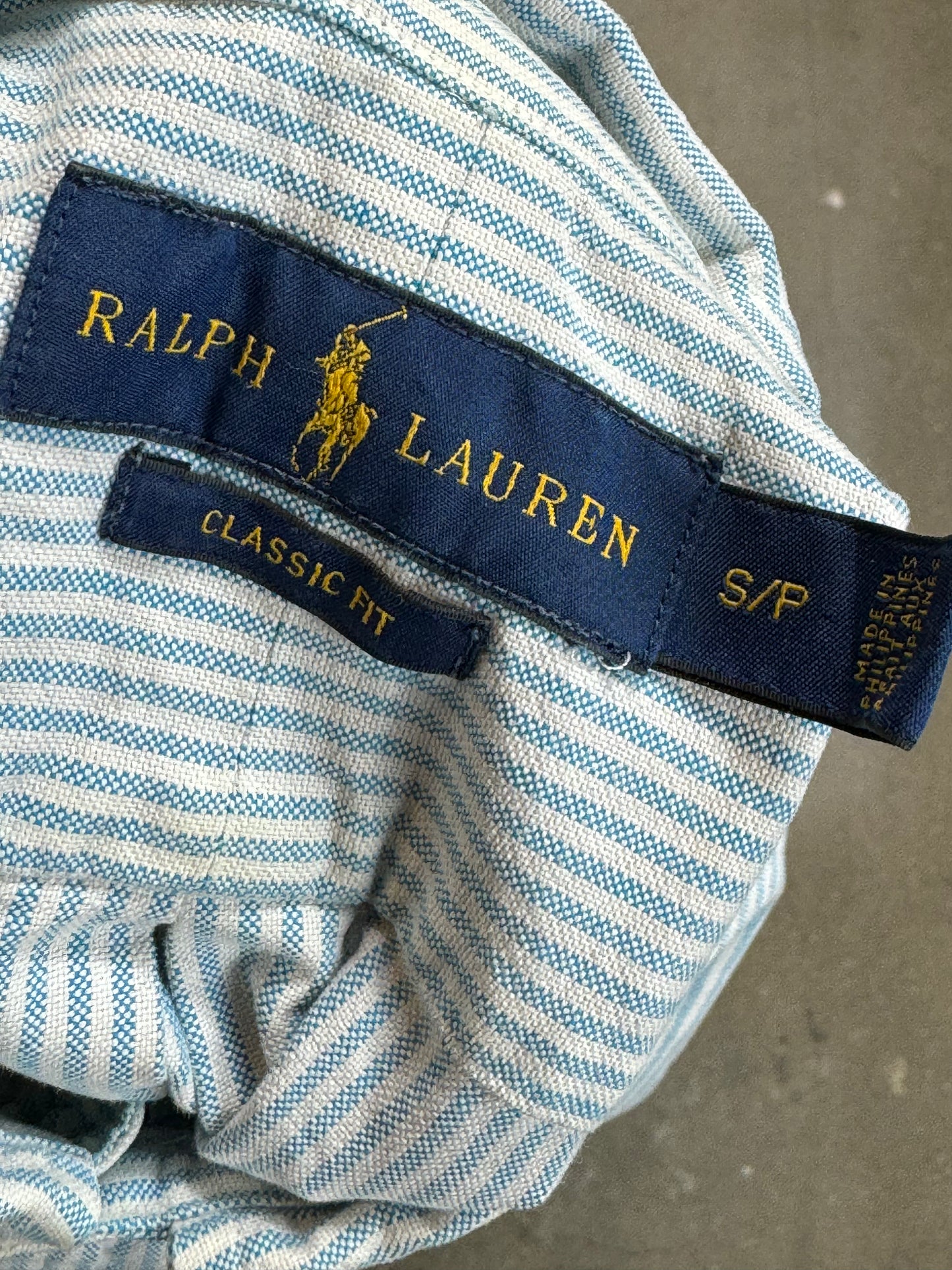 BLUE STRIPED VINTAGE RALPH LAUREN SHIRT (SMALL)