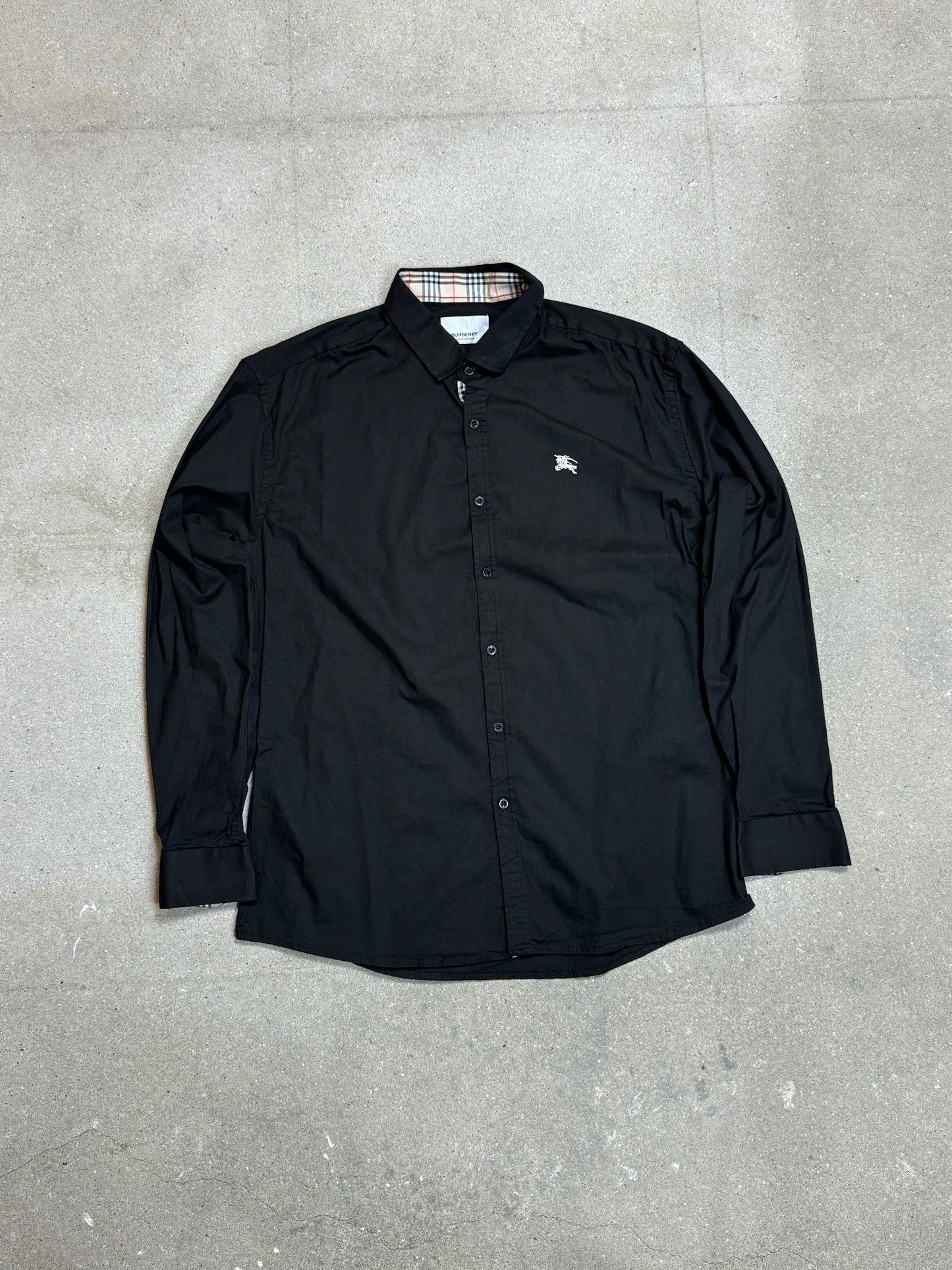 BLACK VINTAGE BURBERRY SHIRT (LARGE)