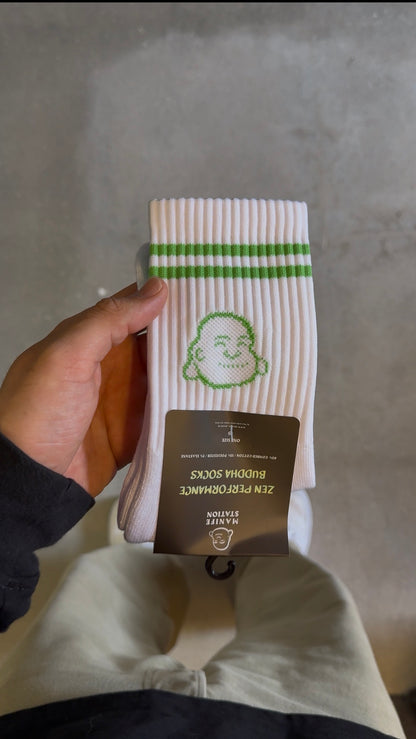 White/Green Manifestation Zen Performance Bamboo Buddha Sock 🎍 (MORE COLORS) (Mellow Ameland)