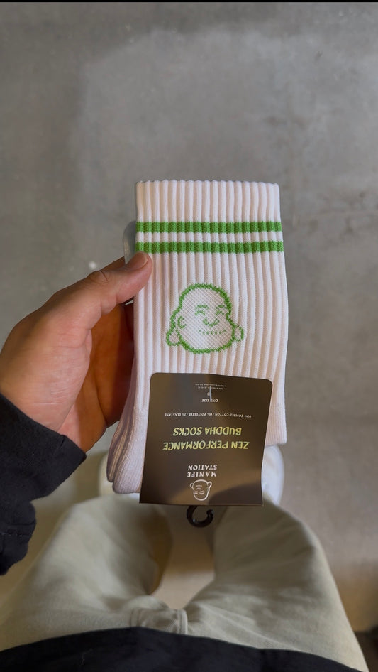 White/Green Manifestation Zen Performance Bamboo Buddha Sock 🎍 (MORE COLORS) (Mellow Ameland)