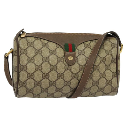 GUCCI GG Supreme Web Sherry Line Shoulder Bag PVC Beige