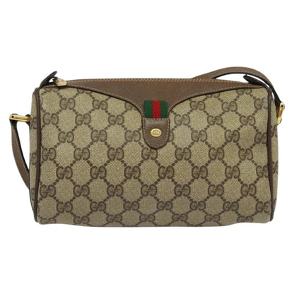 GUCCI GG Supreme Web Sherry Line Shoulder Bag PVC Beige