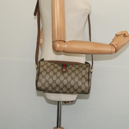 GUCCI GG Supreme Web Sherry Line Shoulder Bag PVC Beige