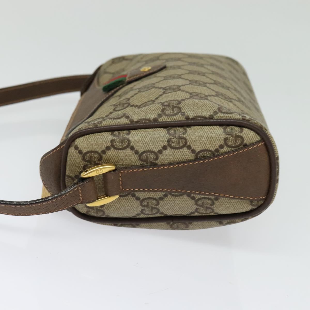 GUCCI GG Supreme Web Sherry Line Shoulder Bag PVC Beige
