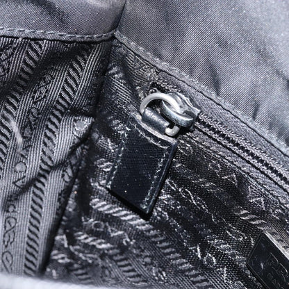 PRADA Shoulder Bag Nylon Leather Black Silver Auth bs30341