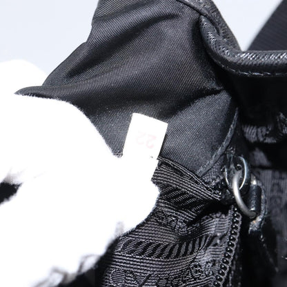 PRADA Shoulder Bag Nylon Leather Black Silver Auth bs30341