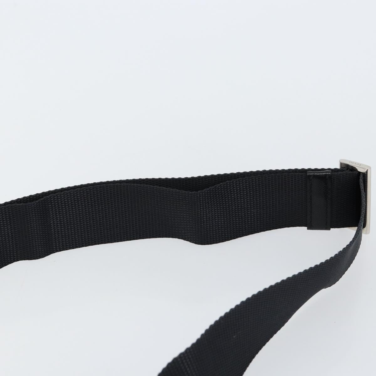 PRADA Shoulder Bag Nylon Leather Black Silver Auth bs30341