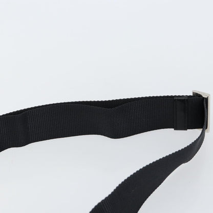 PRADA Shoulder Bag Nylon Leather Black Silver Auth bs30341