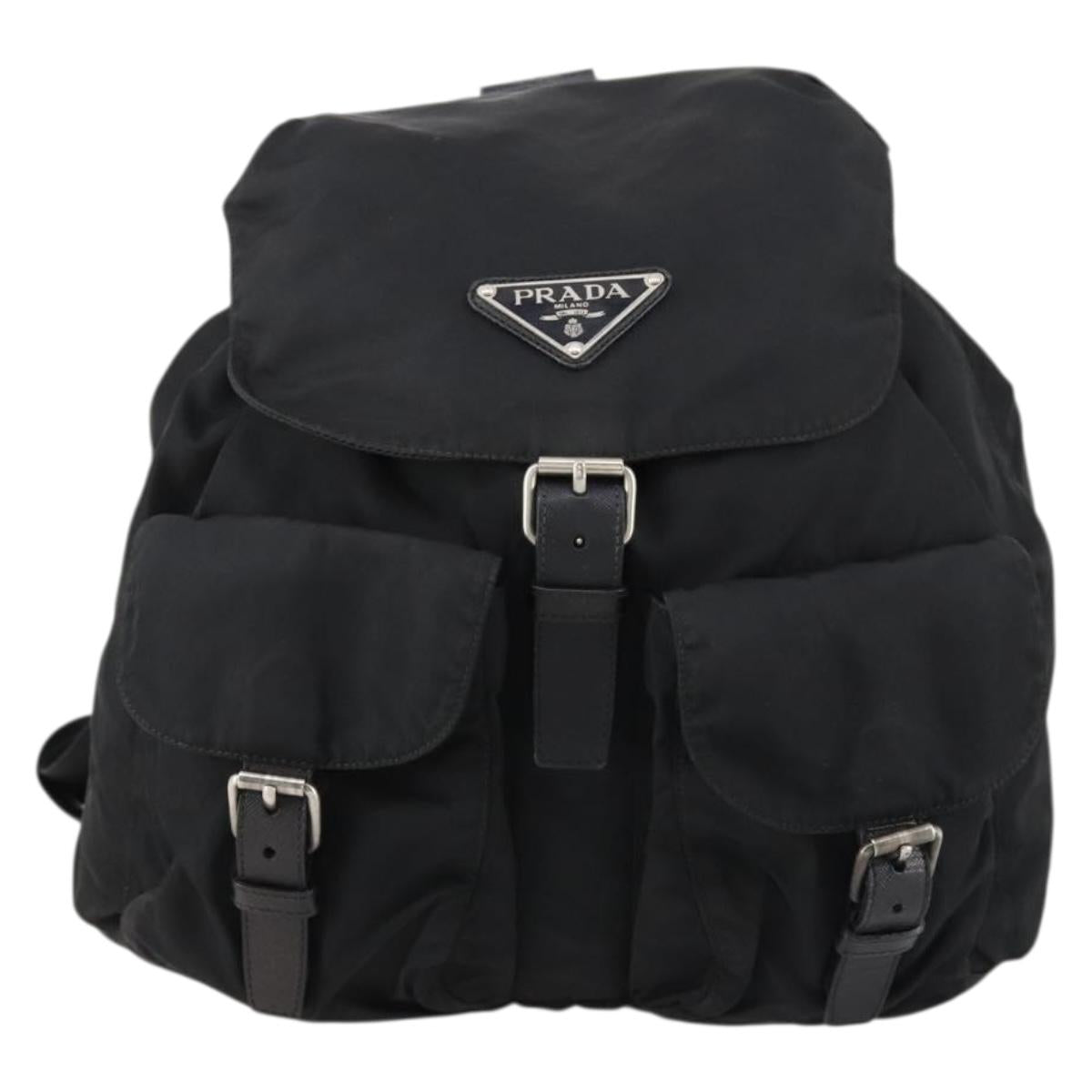 PRADA Backpack Nylon Black Silver