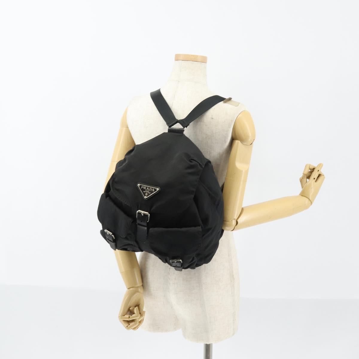 PRADA Backpack Nylon Black Silver