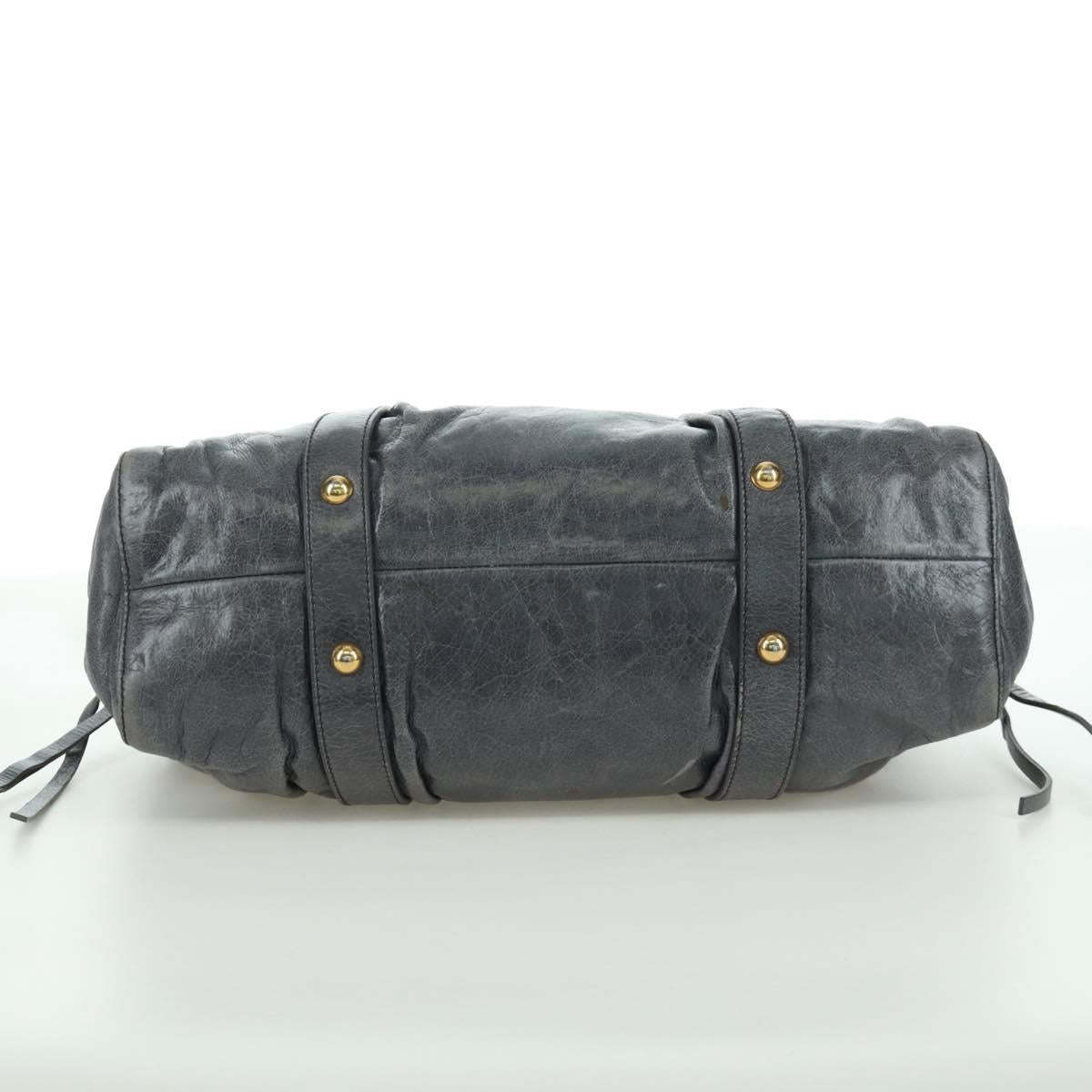 Miu Miu Hand Bag Leather 2way Gray Gold