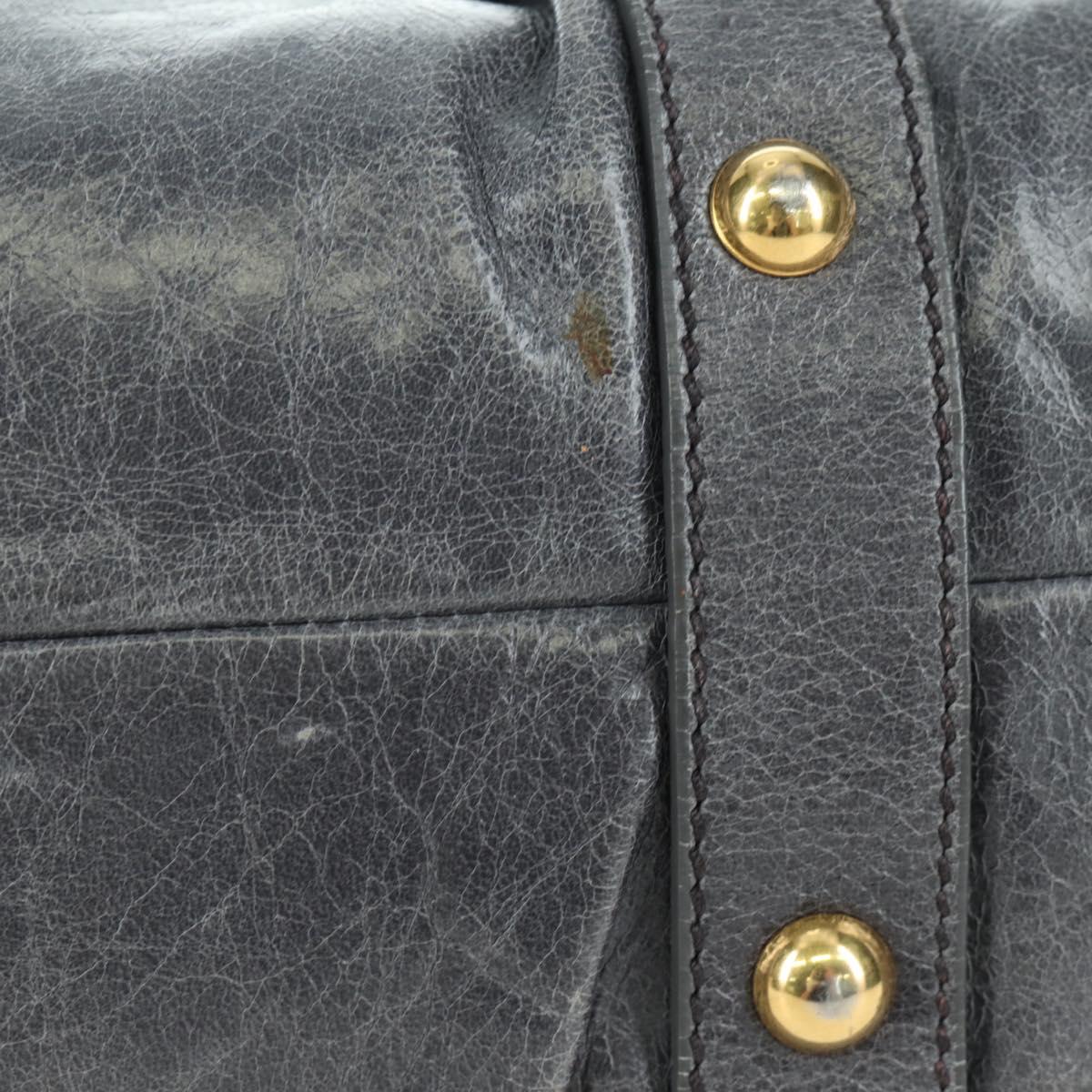Miu Miu Hand Bag Leather 2way Gray Gold