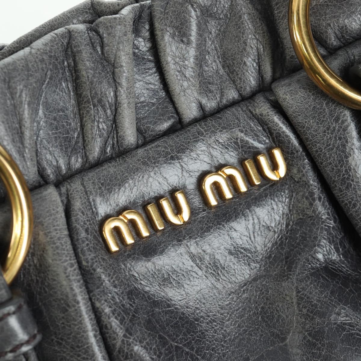 Miu Miu Hand Bag Leather 2way Gray Gold