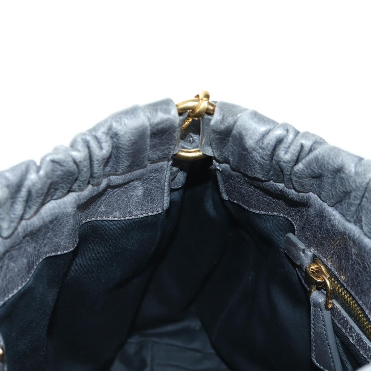 Miu Miu Hand Bag Leather 2way Gray Gold