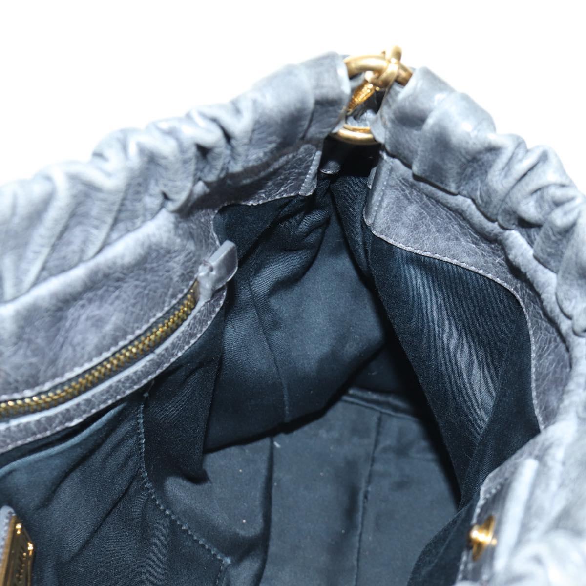 Miu Miu Hand Bag Leather 2way Gray Gold
