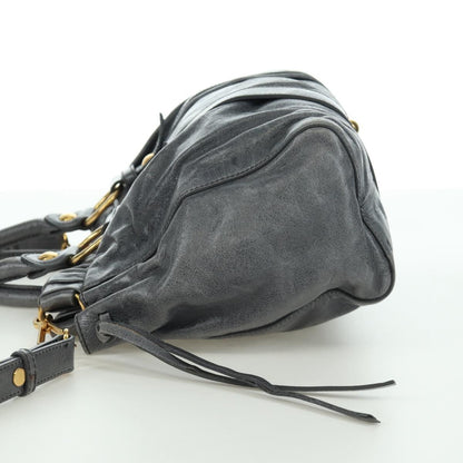 Miu Miu Hand Bag Leather 2way Gray Gold