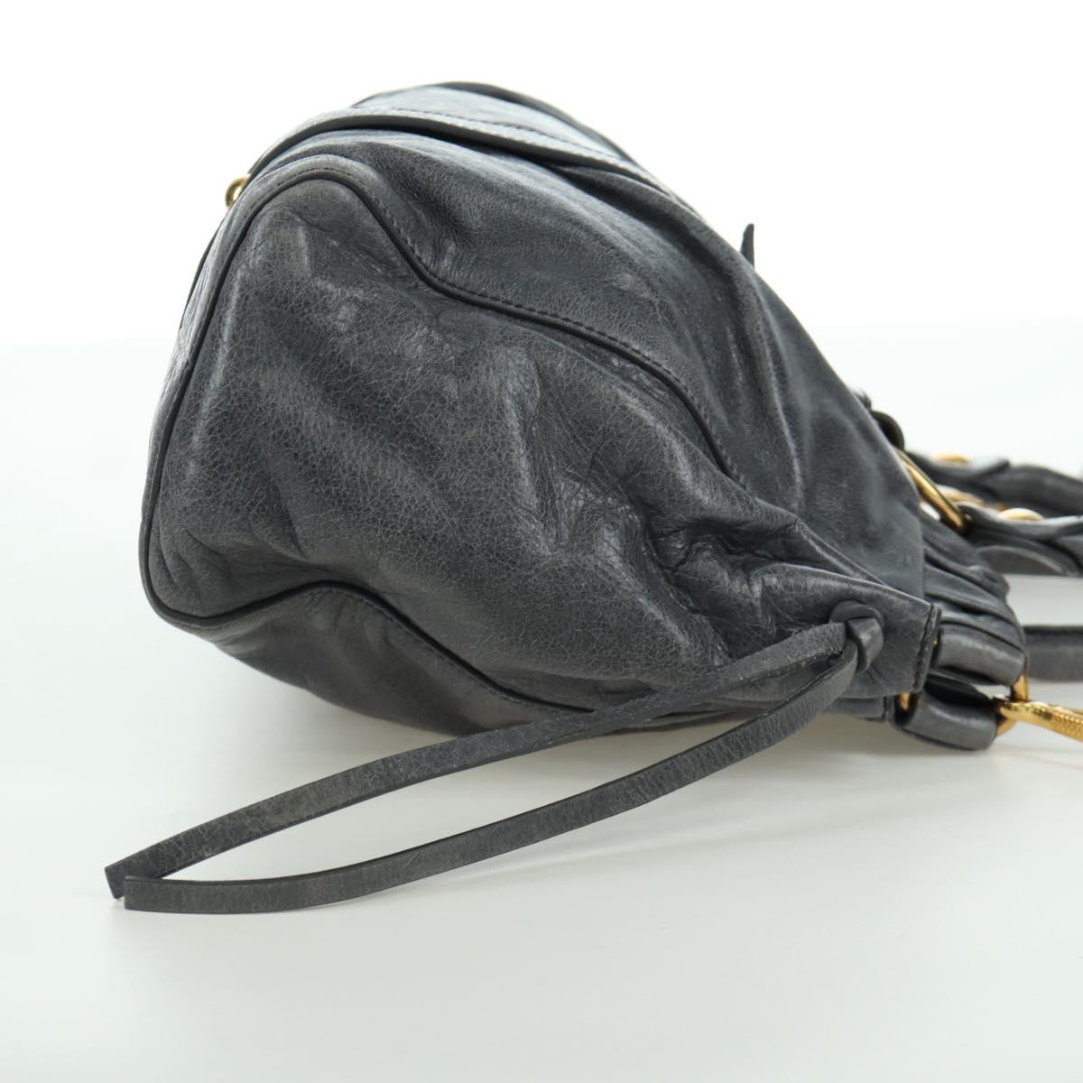 Miu Miu Hand Bag Leather 2way Gray Gold