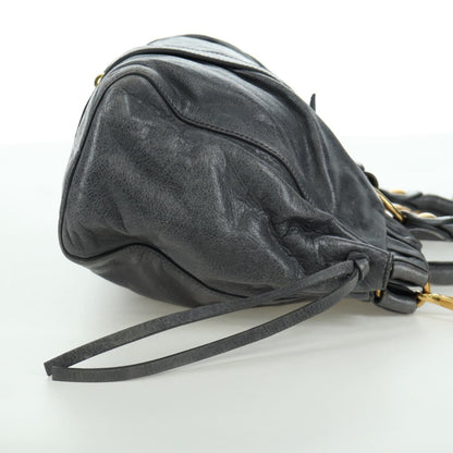 Miu Miu Hand Bag Leather 2way Gray Gold