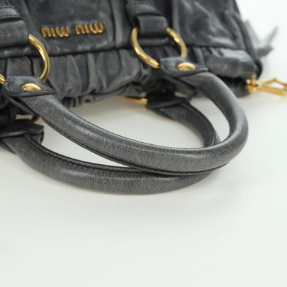 Miu Miu Hand Bag Leather 2way Gray Gold