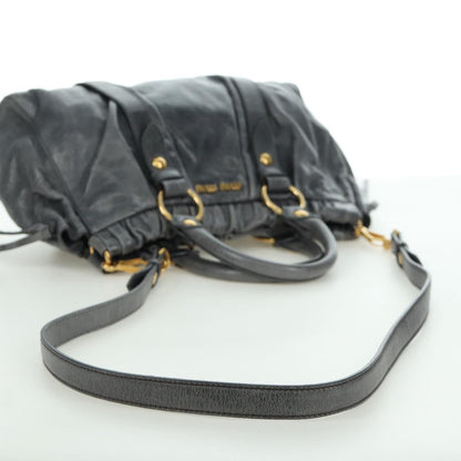 Miu Miu Hand Bag Leather 2way Gray Gold