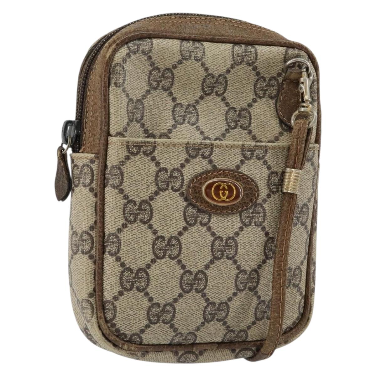 GUCCI GG Supreme Shoulder Bag PVC Leather Beige Gold