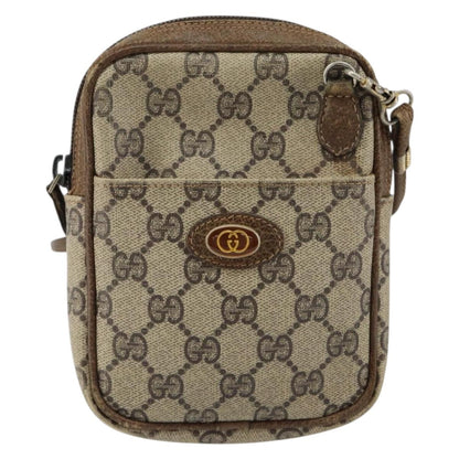GUCCI GG Supreme Shoulder Bag PVC Leather Beige Gold