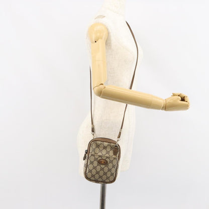 GUCCI GG Supreme Shoulder Bag PVC Leather Beige Gold