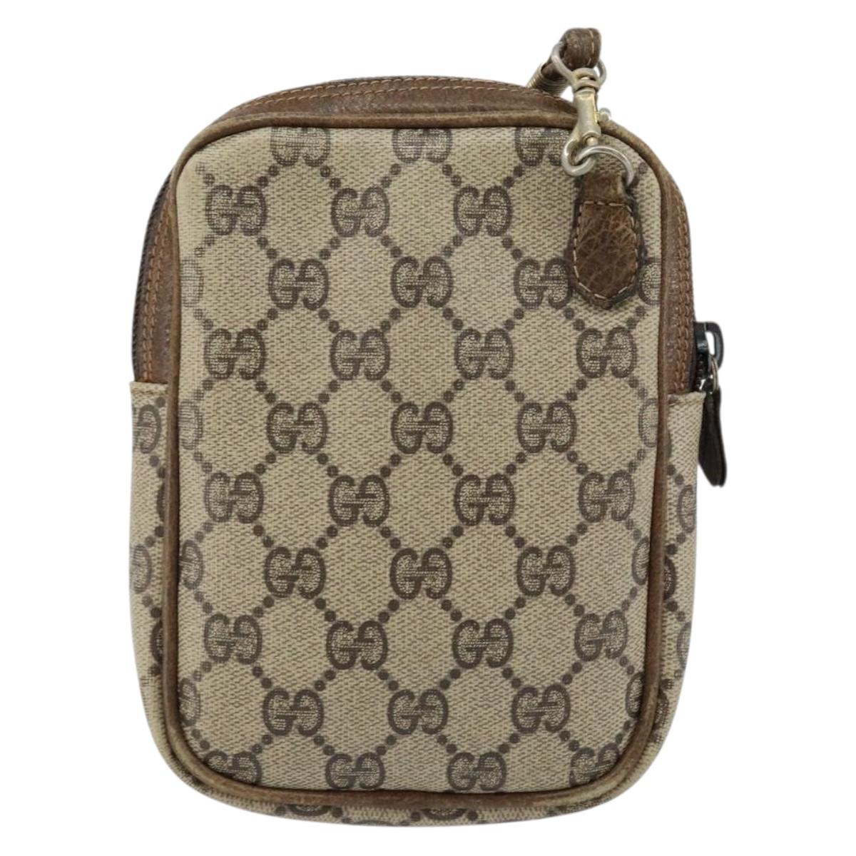 GUCCI GG Supreme Shoulder Bag PVC Leather Beige Gold