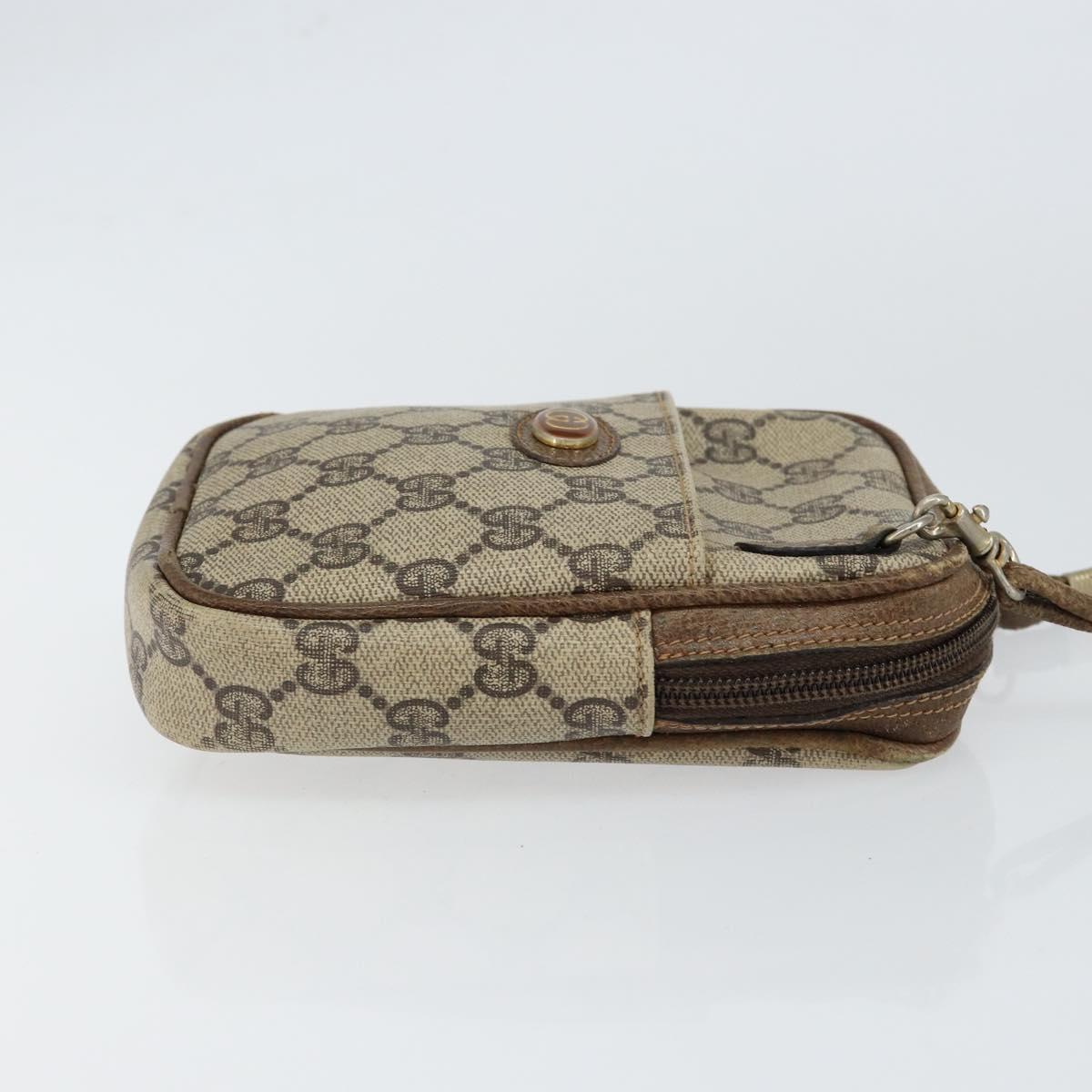 GUCCI GG Supreme Shoulder Bag PVC Leather Beige Gold