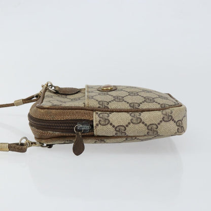 GUCCI GG Supreme Shoulder Bag PVC Leather Beige Gold