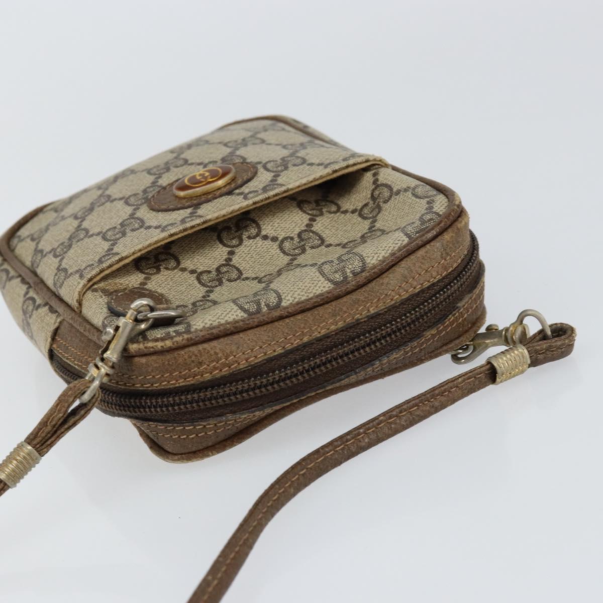 GUCCI GG Supreme Shoulder Bag PVC Leather Beige Gold