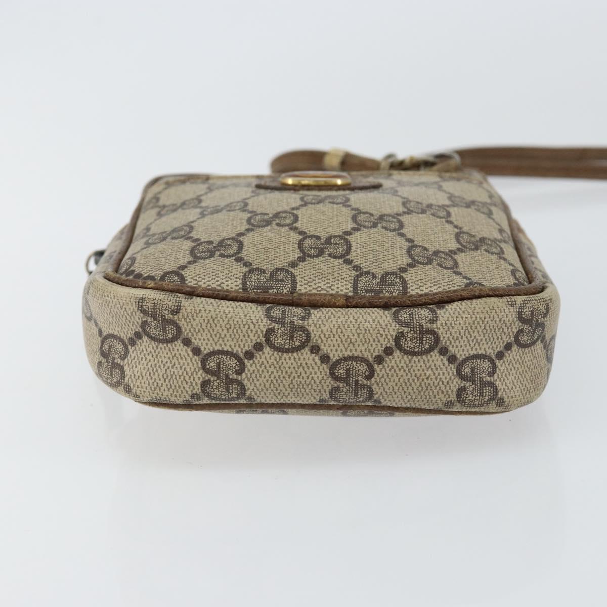 GUCCI GG Supreme Shoulder Bag PVC Leather Beige Gold