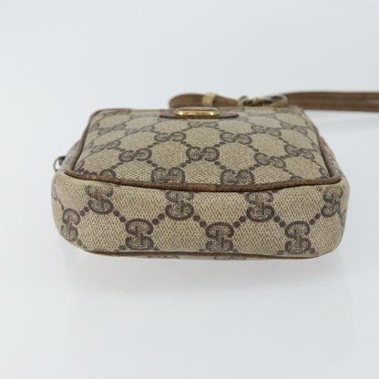 GUCCI GG Supreme Shoulder Bag PVC Leather Beige Gold