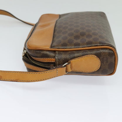 CELINE Macadam Canvas Shoulder Bag PVC Leather Brown Gold