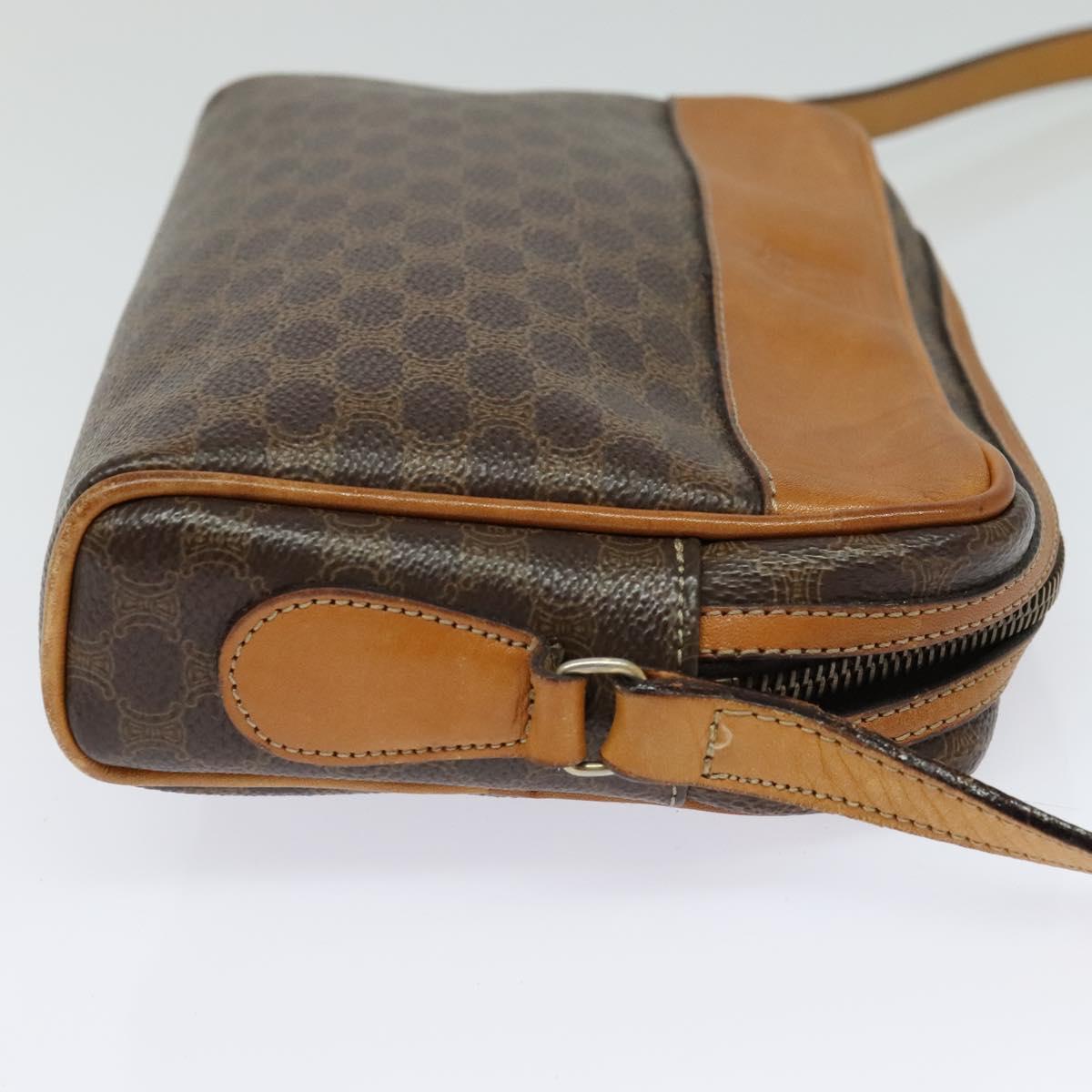 CELINE Macadam Canvas Shoulder Bag PVC Leather Brown Gold