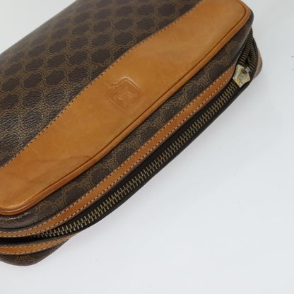 CELINE Macadam Canvas Shoulder Bag PVC Leather Brown Gold