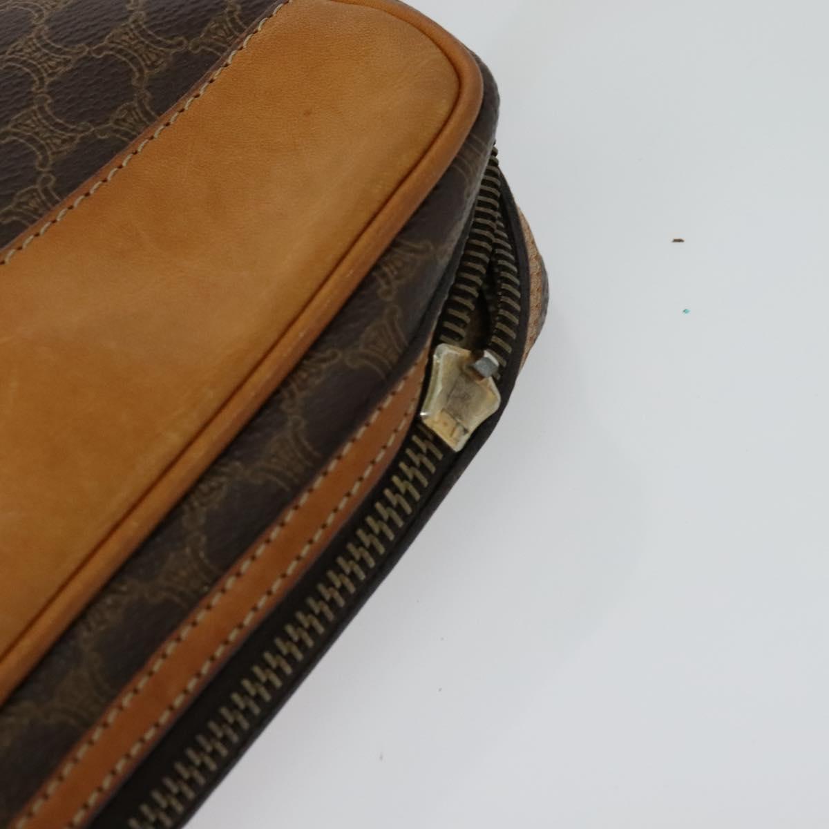 CELINE Macadam Canvas Shoulder Bag PVC Leather Brown Gold