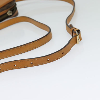 CELINE Macadam Canvas Shoulder Bag PVC Leather Brown Gold