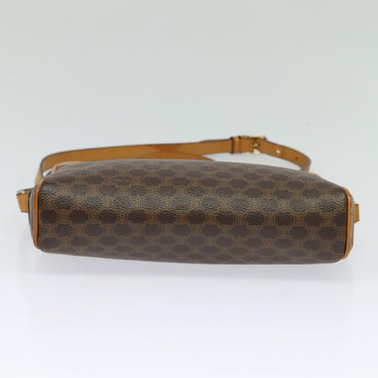 CELINE Macadam Canvas Shoulder Bag PVC Leather Brown Gold