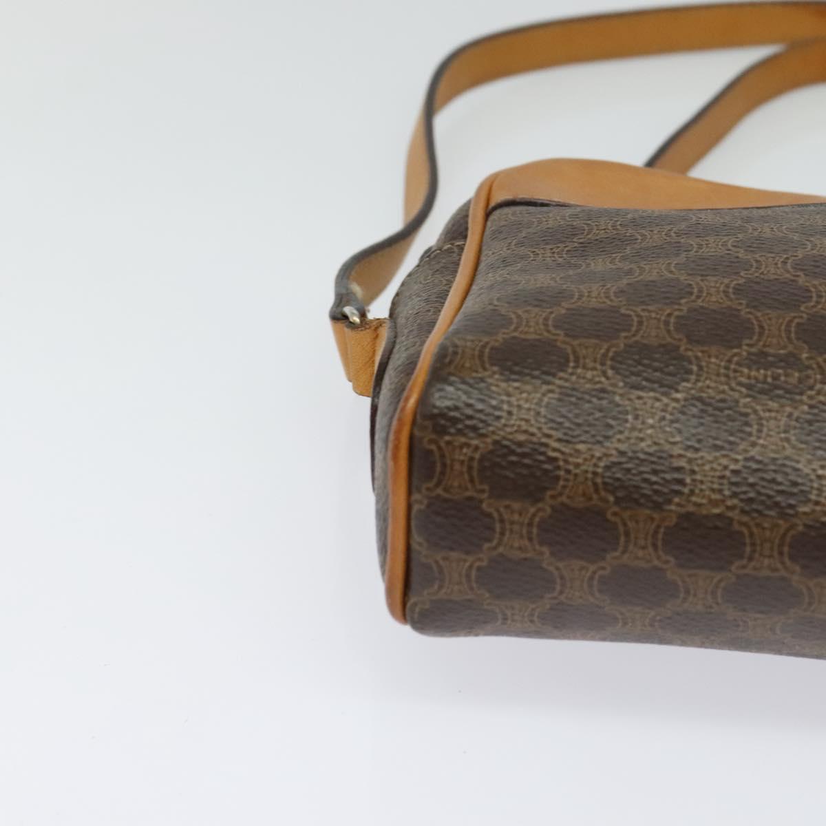 CELINE Macadam Canvas Shoulder Bag PVC Leather Brown Gold