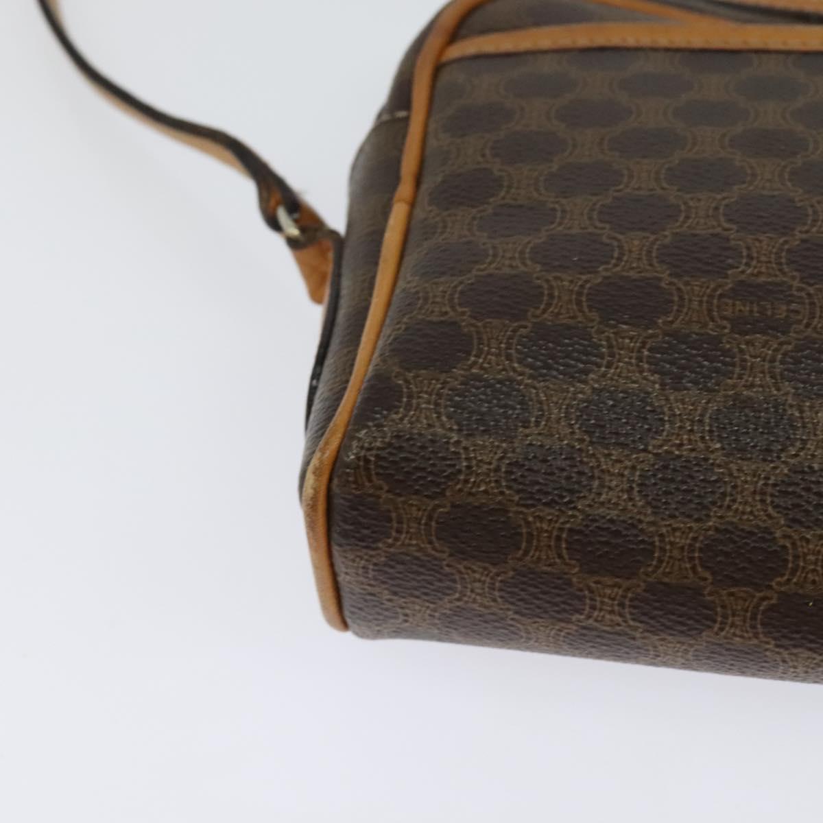 CELINE Macadam Canvas Shoulder Bag PVC Leather Brown Gold