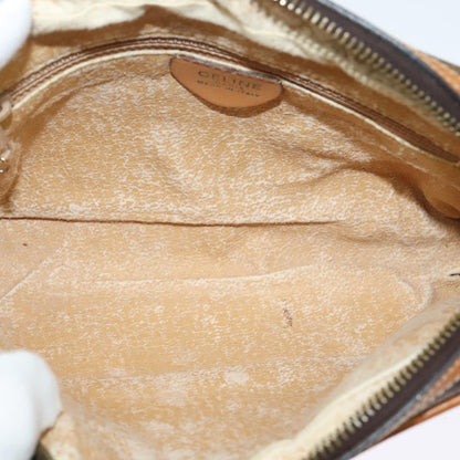 CELINE Macadam Canvas Shoulder Bag PVC Leather Brown Gold