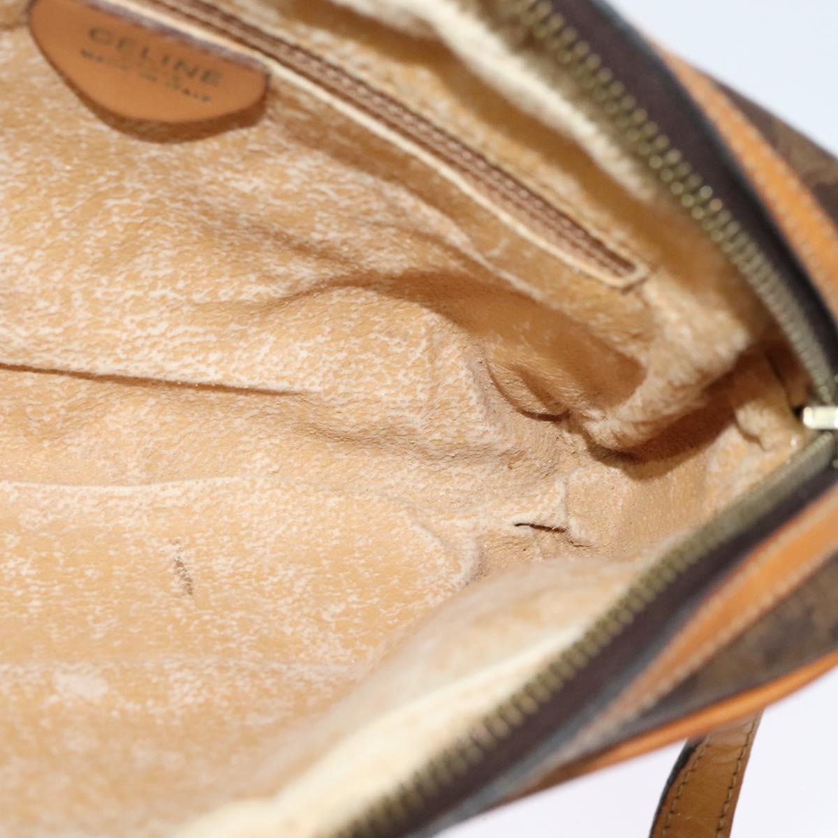 CELINE Macadam Canvas Shoulder Bag PVC Leather Brown Gold