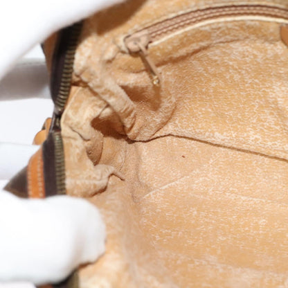 CELINE Macadam Canvas Shoulder Bag PVC Leather Brown Gold