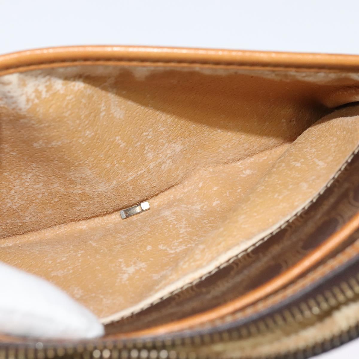 CELINE Macadam Canvas Shoulder Bag PVC Leather Brown Gold