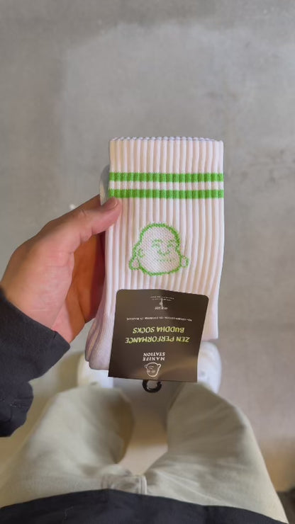 White/Green Manifestation Zen Performance Bamboo Buddha Sock 🎍 (MORE COLORS) (Mellow Ameland)